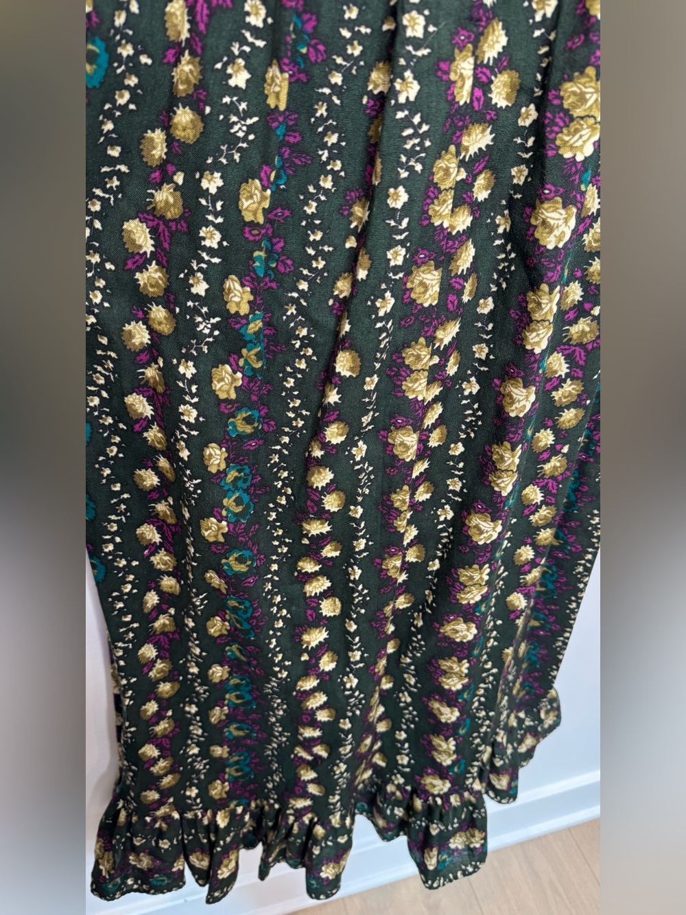 Vintage 70s Algo Prairie Maxi Dress ditsy Floral LaceUp Cottagecore corset union - Picture 12 of 14